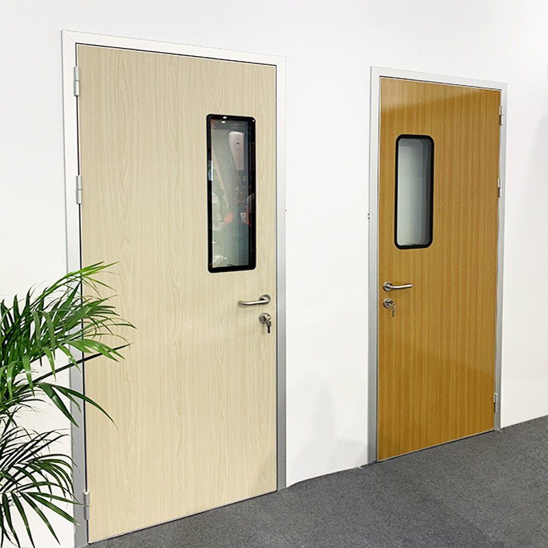 hospital medical door patient room door clinic room door with wood color doors laminate door use MDF melamine or HPL panel custom